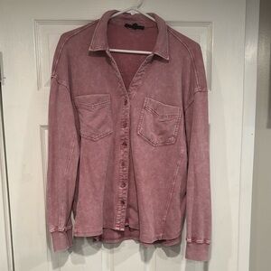 JANE & DELANCEY Women’s Rose Waffle Knit Button-Up Top Size Large